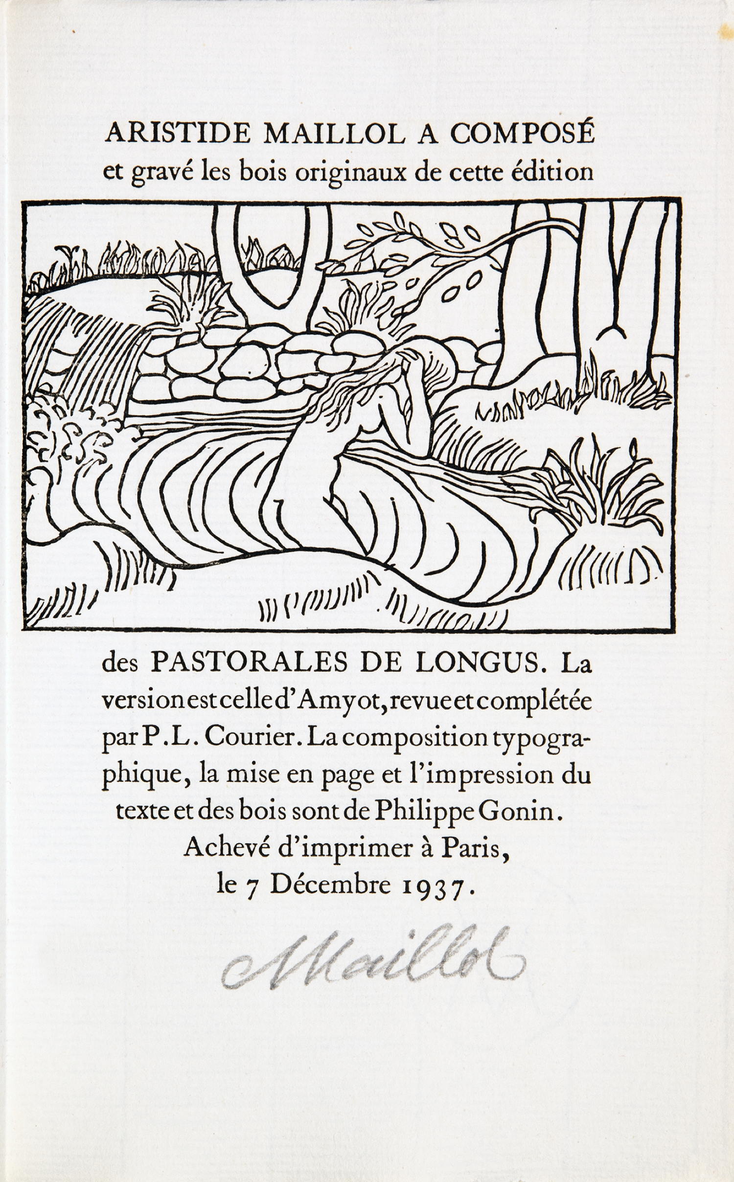 Aristide Maillol - Longus. Les Pastorales ou Daphnis et Chloé.