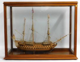 A large rosewood cased model of Nelson's Flagship,