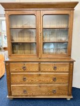A substantial 19thC. pitch pine farmhouse dresser,