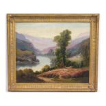 An antique oil on canvas depicting landscape with