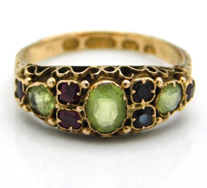 A Victorian 15ct gold ring dating to 1870 & set wi