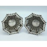 A pair of 1904 Edwardian Sheffield silver bonbon dishes by John Henry Potter, 110mm diameter, approx