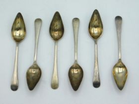 A set of six, 1937 Birmingham silver grapefruit spoons by Arthur Price & Co. 114mm long, approx. 140