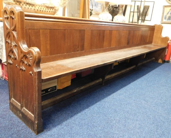 An oak church pew from St. Cleer church designed b