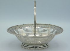 A 1780 George III London silver basket by Robert H
