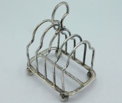 A 1903 Edwardian Birmingham silver toast rack by J