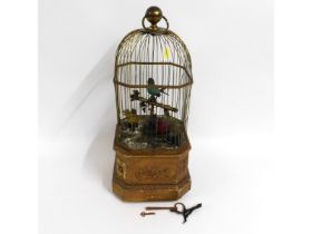 A French gilded bird automaton with penny coin slo