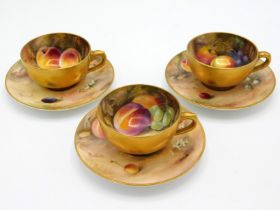 Three early 20thC. small gilded Worcester porcelai