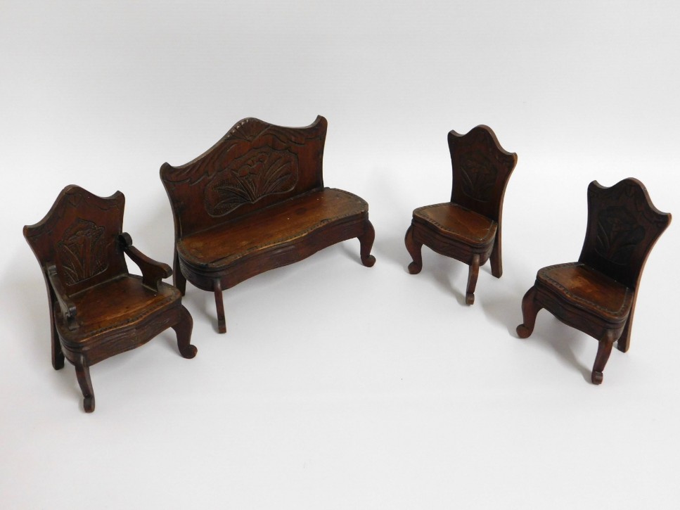 A WW2 Malaysian made Burma POW furniture set, benc