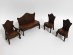 A WW2 Malaysian made Burma POW furniture set, benc