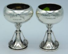 Two Birmingham silver tennis trophies, 1936 & 1937, by E & J Leek, 92mm tall, approx. 107.3g