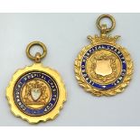 Two 1920/30's 9ct gold & enamel sporting medals, I