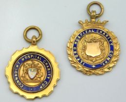 Two 1920/30's 9ct gold & enamel sporting medals, I