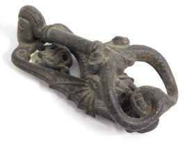 A Victorian 'gargoyle' iron door knocker, dates to