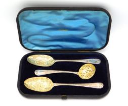 A cased Georgian silver dessert set with 'Victoria