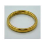 A 22ct gold band, inscribed inside C.P.J - D.M.D t