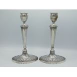 A 1781 George III pair of Sheffield silver candles