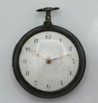 An 18thC. verge fusee silver pocket watch with outer case, inscribed to movement John Braddon, chip