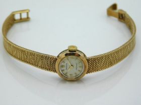 A ladies 9ct gold Rolex Precision wristwatch, running, case 15mm diameter, 15.9g, 6in long, running