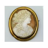 A well carved Victorian yellow metal mounted cameo