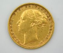 An 1877 Victoria young head full gold sovereign, M