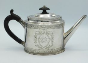 A 1784 George III London silver teapot by Hester B