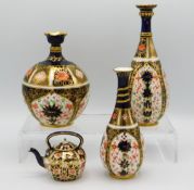 Three Royal Crown Derby Imari 1128 porcelain vases