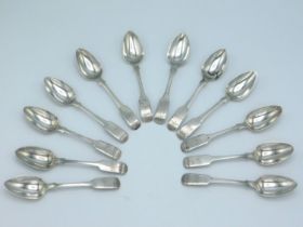 An 1816 set of twelve, George III London silver teaspoons by maker WW, inscribed 'BK to RKB', 140mm