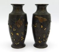 A pair of Meiji period Japanese bronze vases decor