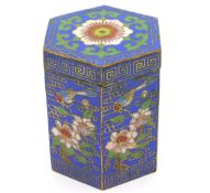 A Chinese cloisonne box with floral & bird decor,