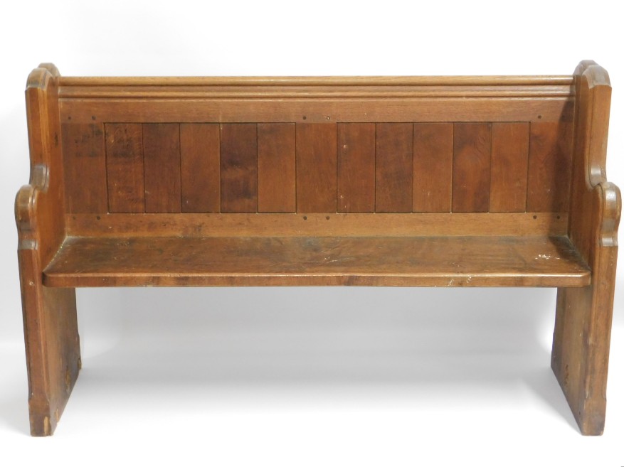 An oak church pew from St. Cleer church designed b