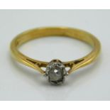 An 18ct gold ring set with old cut diamond of appr