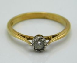 An 18ct gold ring set with old cut diamond of appr
