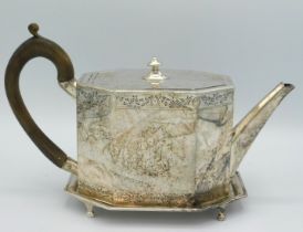 A 1787 George III London silver teapot & stand by