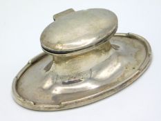 A 1915 Birmingham silver inkwell by Asprey & Co. bump to rim, lacking liner, 163mm wide x 76mm deep