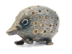 A 1905 Edwardian Birmingham silver pin cushion modelled as a hedgehog by Levi & Salaman, 43mm wide,