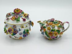 A 19thC. Meissen flower encrusted porcelain sugar