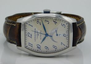 A gents Longines Automatic 'Evidenza' style wristwatch with alligator leather strap, box & paperwork