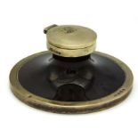 A 1908 Edwardian silver mounted pottery inkwell by