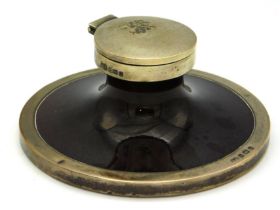 A 1908 Edwardian silver mounted pottery inkwell by