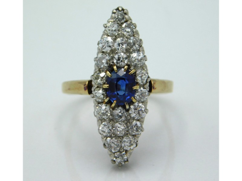 An impressive antique yellow metal diamond & sapph