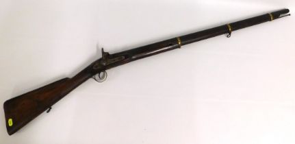 A 19thC. percussion rifle with steel & brass fitti