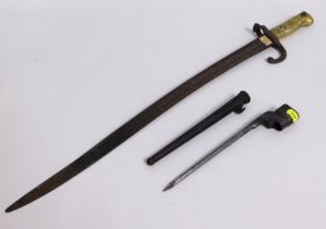 A French Chassepot bayonet lacking scabbard, 690mm