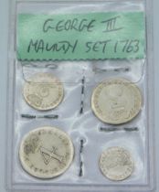 A 1763 George III silver Maundy Money set