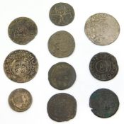 Five Swedish Gustav Adolf coins, 1621, 1638, 1639,