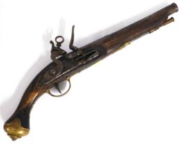 A reproduction flintlock pistol marked 'Brander & Potts, London', 420mm long