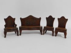 A WW2 Malaysian made Burma POW furniture set, benc