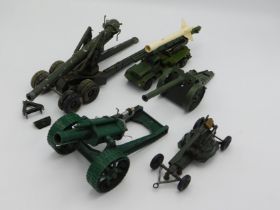 Five field guns including Britains & Dinky, some f