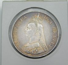An 1889 Victoria silver double florin