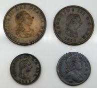 A 1799 George III half penny, an 1806 half penny,